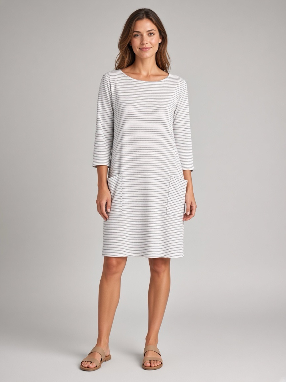 Eileen Fisher Organic Linen Striped Shift Dress